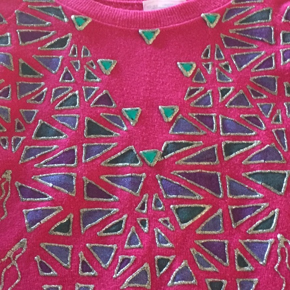 Vintage Hanes Pink Painted Sweatshirt Handcrafted Size Large - Picture 2 of 4